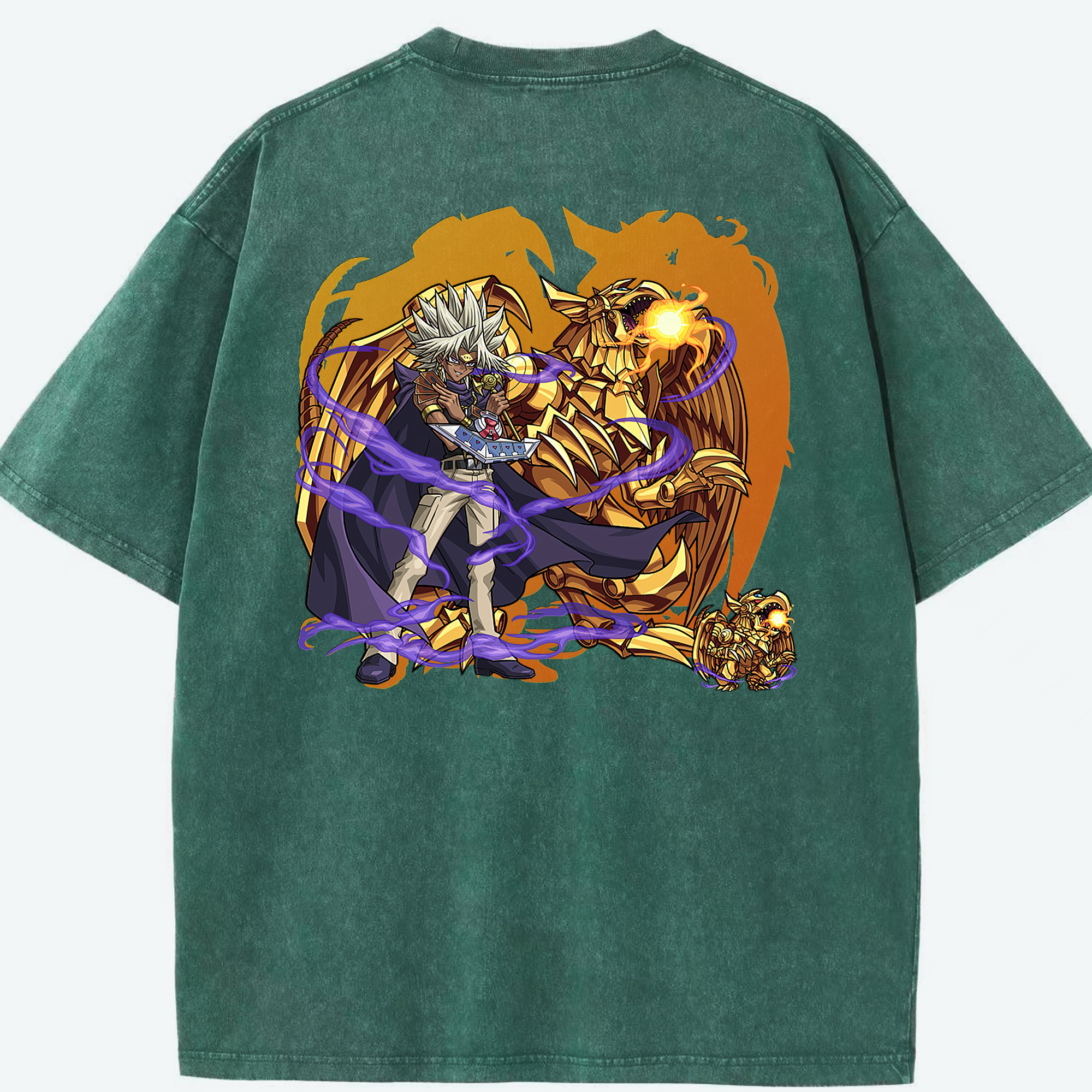 （画像用） 遊☆戯☆王 Yu-Gi-Oh! 綿100% ヴィンテージ風 半袖Tシャツ（背面プリント）